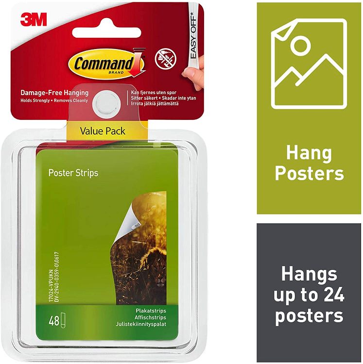 COMMAND STRIPS SMALL POSTER STRIPS VALUE PACK 48 COUNT. 4370-VP 17024-VPUKN \\\KD20669