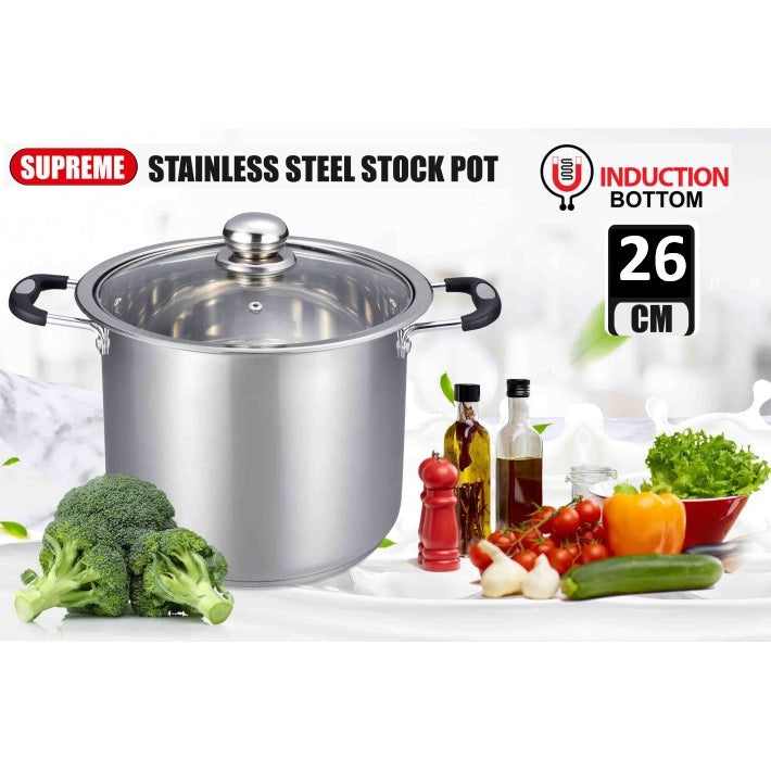 SUPREME STAINLESS STEEL STOCK POT WITH LID 26CM. TS53749 \\\KD20710