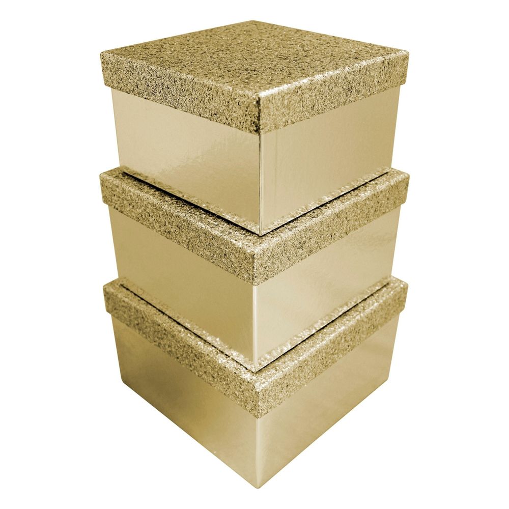 GOLD GLITTER GIFT BOXES 3/PK. X27984BXCC \\\KD20730