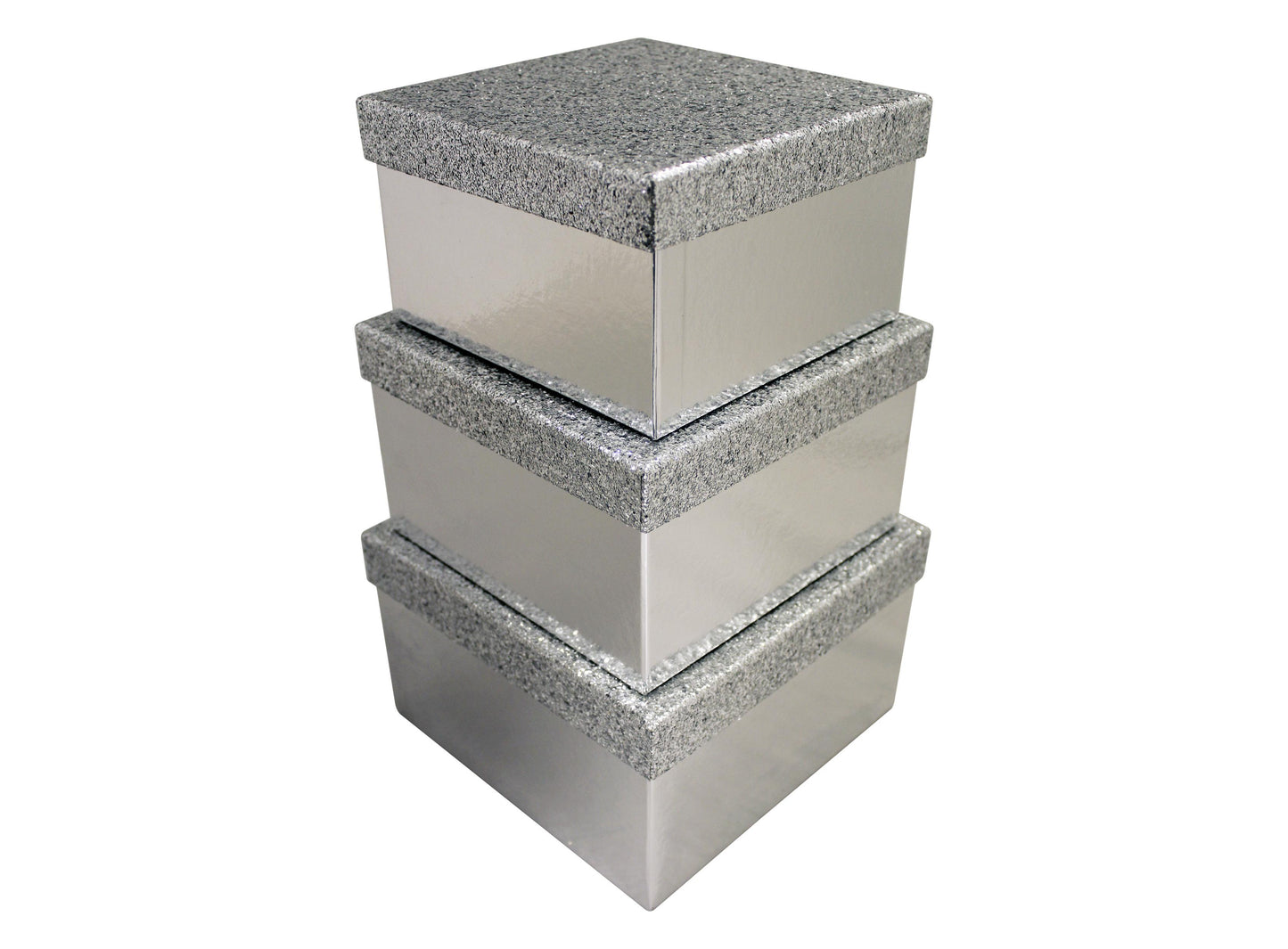 SILVER GLITTER GIFT BOXES 3/PK. X27984BXCC \\\KD20731