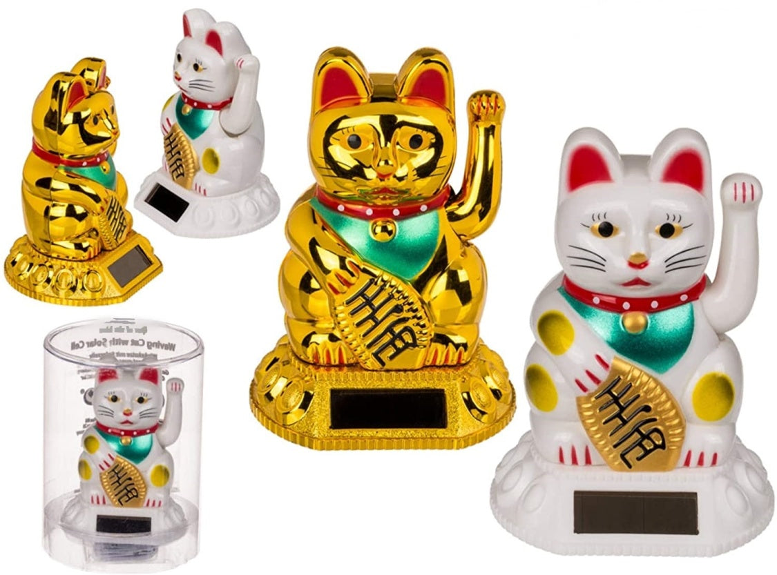WAVING CAT WITH SOLAR CELL 8 CM ASSORTED COLOUR. OB579731 \\\KD20772