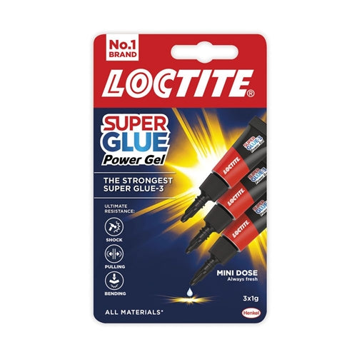 LOCTITE SUPERGLUE MINI TRIO POWER GEL 1 G - PACK OF 3. 2633666 \\\KD20774