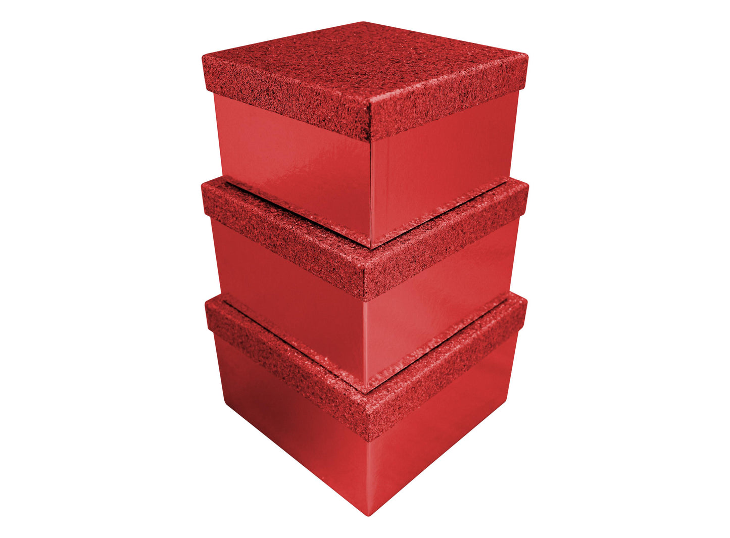 RED GLITTER GIFT BOXES 3/PK. X27978BXCC \\\KD20821