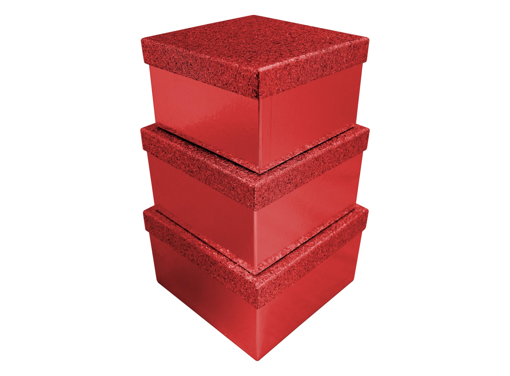 RED GLITTER GIFT BOXES 3/PK. X27978BXCC \\\KD20821