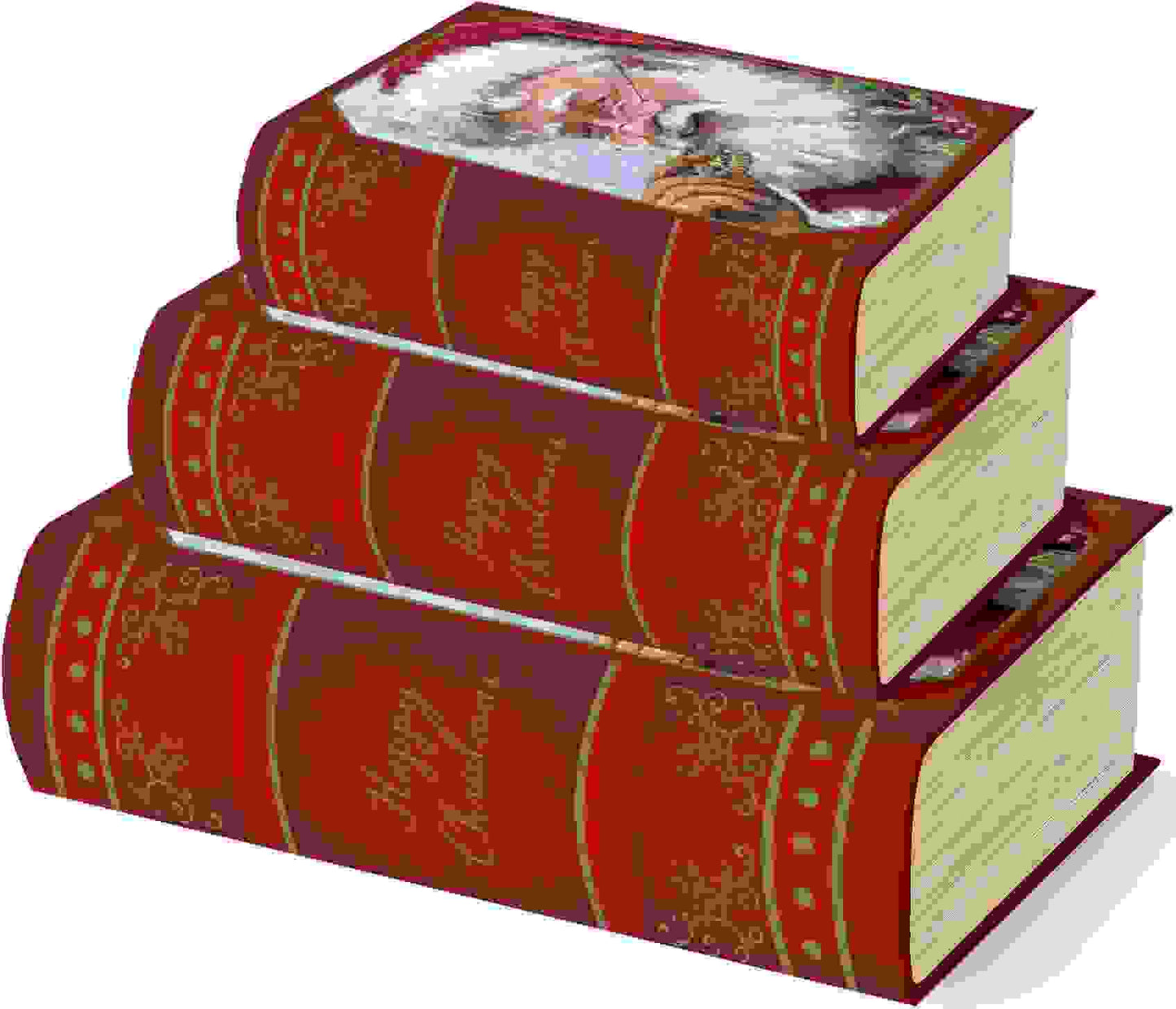 SANTA TRADITIONAL CHRISTMAS BOOK GIFT BOXES 3/PK. X29343BXCC \\\KD20830