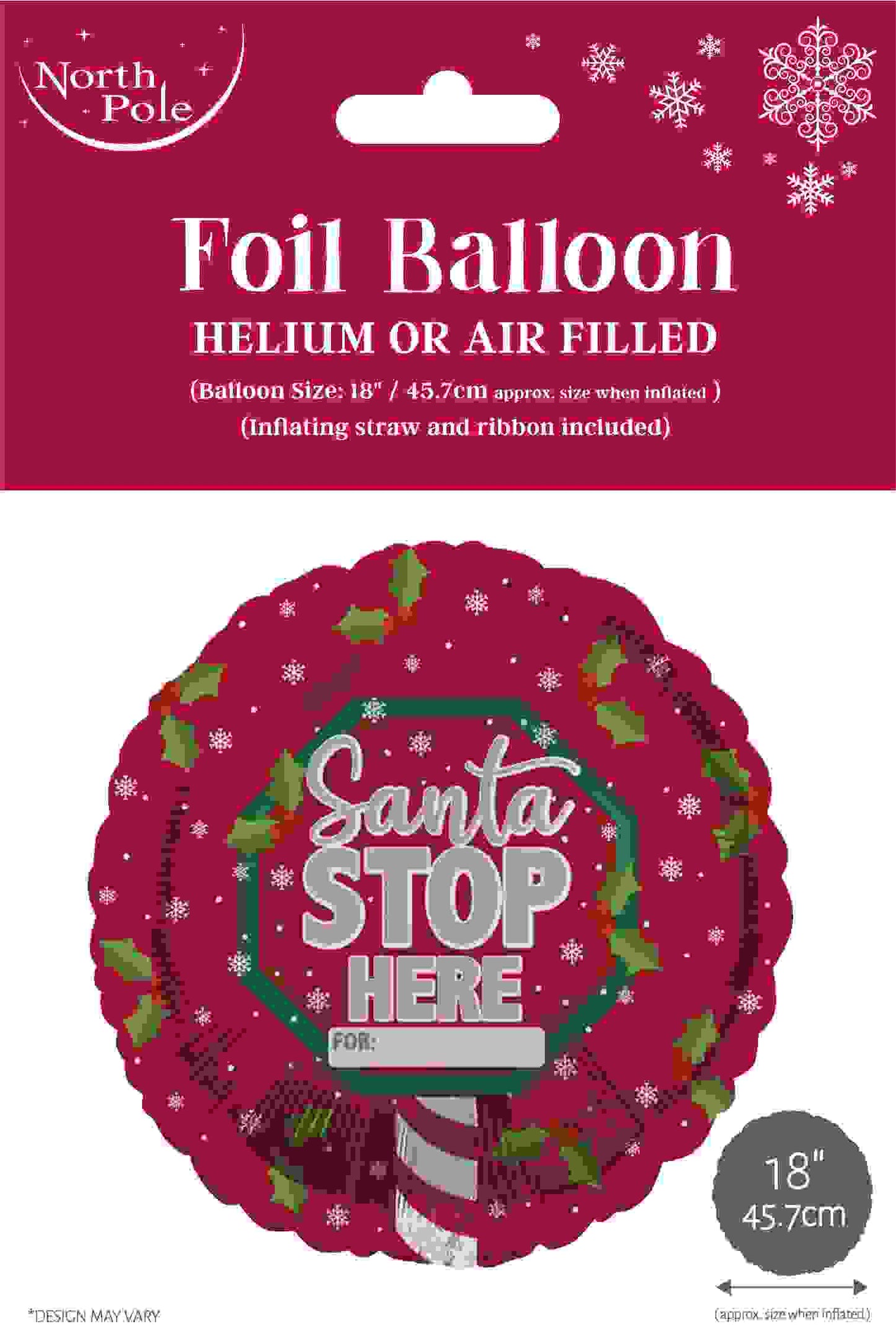 NORTH POLE CHRISTMAS FOIL BALLOON - SANTA STOP HERE. X29760BCC \\\KD20847