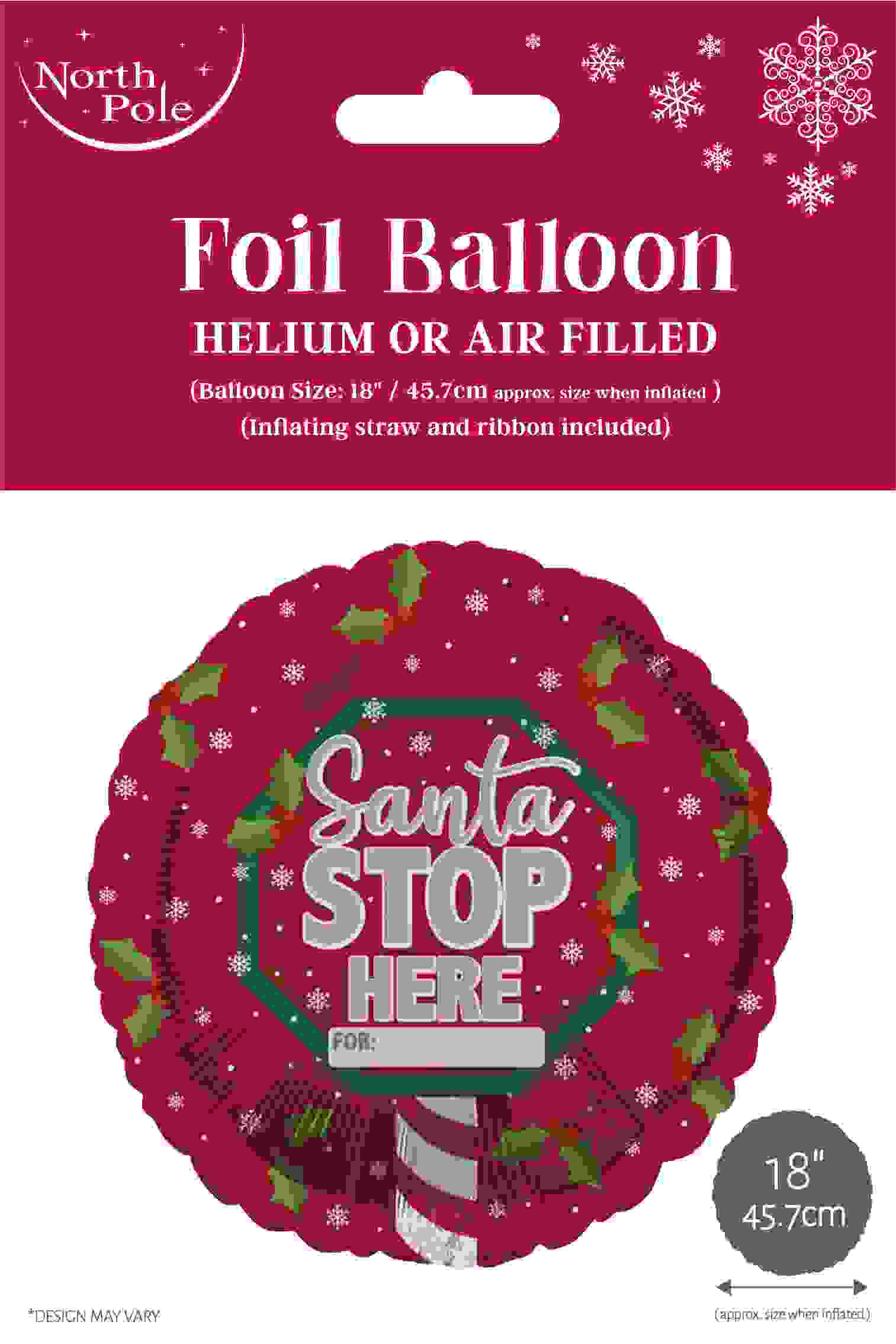 NORTH POLE CHRISTMAS FOIL BALLOON - SANTA STOP HERE. X29760BCC \\\KD20847