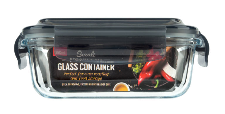 SMALL BOROSILICATE GLASS CONTAINER WITH VENT LID 380ML. Z65931 \\\KD20878