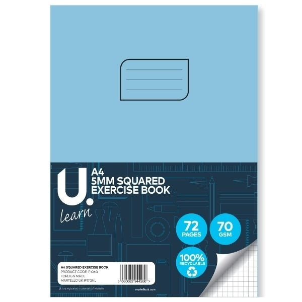 U LEARN A4 REFILL PAD 5MM SQUARED EXERCISE BOOK 70GSM 36 SHEETS. P1040 \\\KD20926