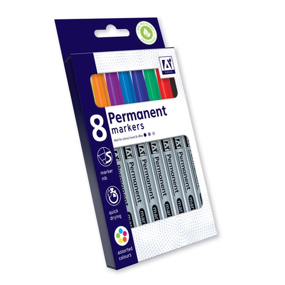 ANKER STATIONERY PERMANENT MARKERS 8/PK. AAMD \\\KD20955
