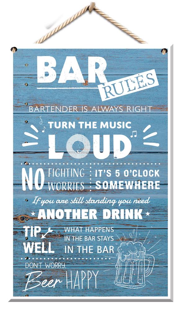 BAR RULES HOME DECOR WALL SIGN PLAQUE. PLAE \\\KD20963