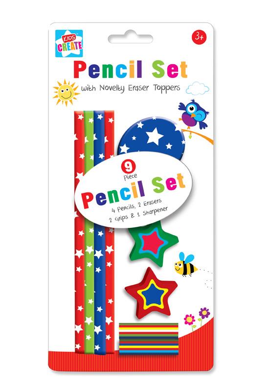 KIDS CREATE PENCIL & ERASER SET 9/PCS. NVPC \\\KD20965