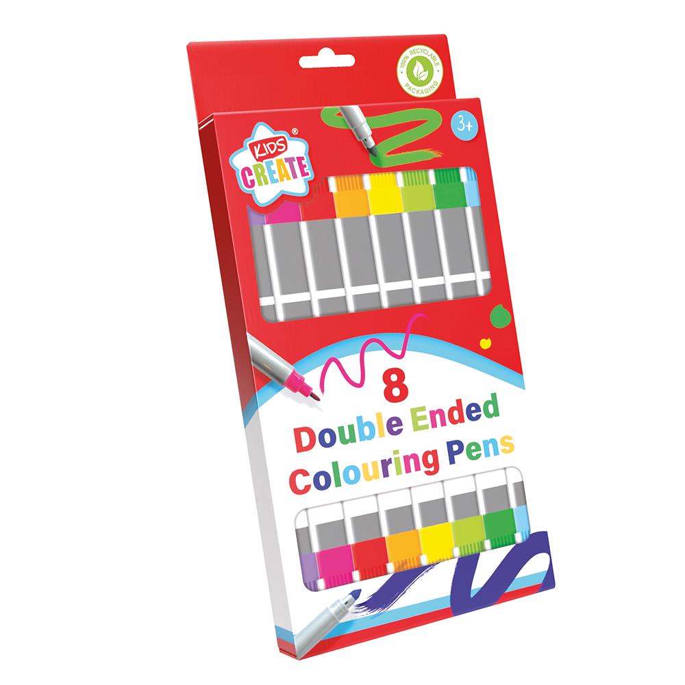 KIDS CREATE DOUBLED ENDED COLOURING PENS 8/PK. DPDN \\\KD20970