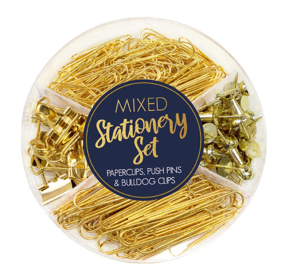 MIXED STATIONERY SET PAPER CLIPS - PUSH PINS - BULLDOG CLIPS. OPAC \\\KD20971