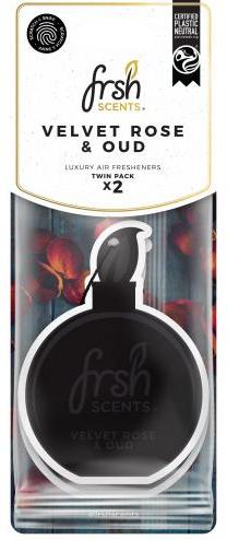 FRSH SCENTS LUXURY CAR AIR FRESHNER 2/PK - VELVET ROSE & OUD. FR1355 \\\KD21032