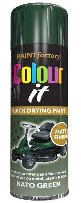 PAINT FACTORY COLOUR IT SPRAY PAINT 250ML - MATT NATO GREEN. WDL2851 \\\KD21042