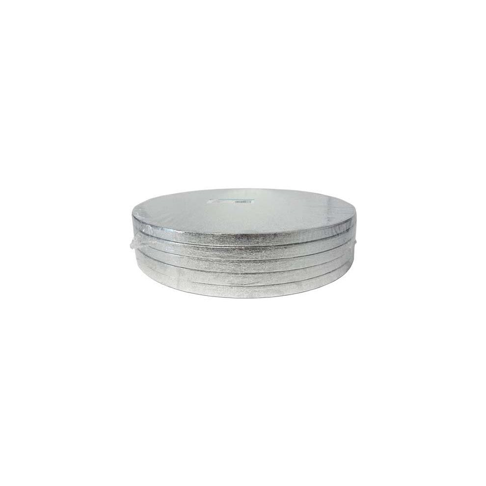 DORIC 12 INCH ROUND SILVER THICK CAKE BOARD DRUMS 5/PK. 10A-RSD12 \\\KD21065