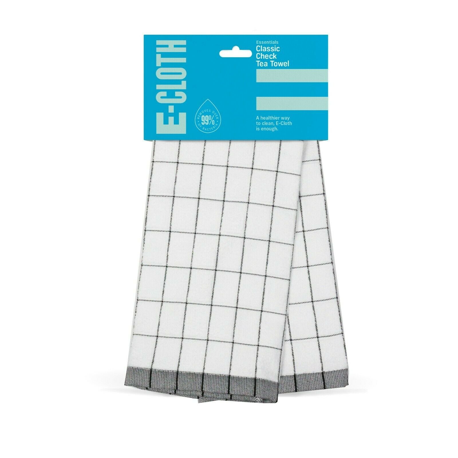 E-CLOTH E-TOWEL CLASSIC CHECK TEA TOWEL - BLACK. TBLC \\\KD21107