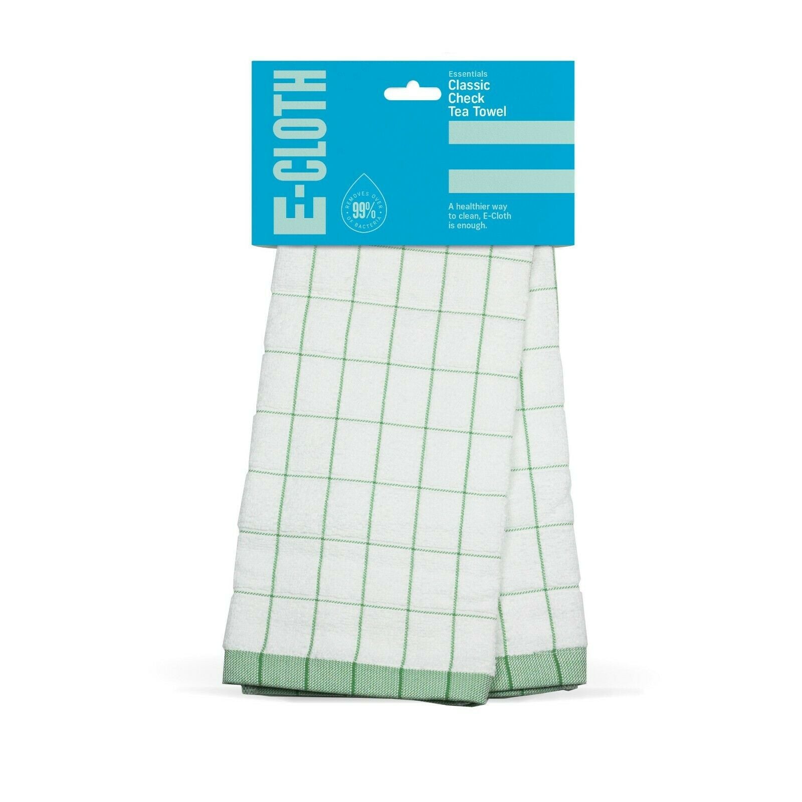 E-CLOTH E-TOWEL CLASSIC CHECK TEA TOWEL - GREEN. TGC \\\KD21108