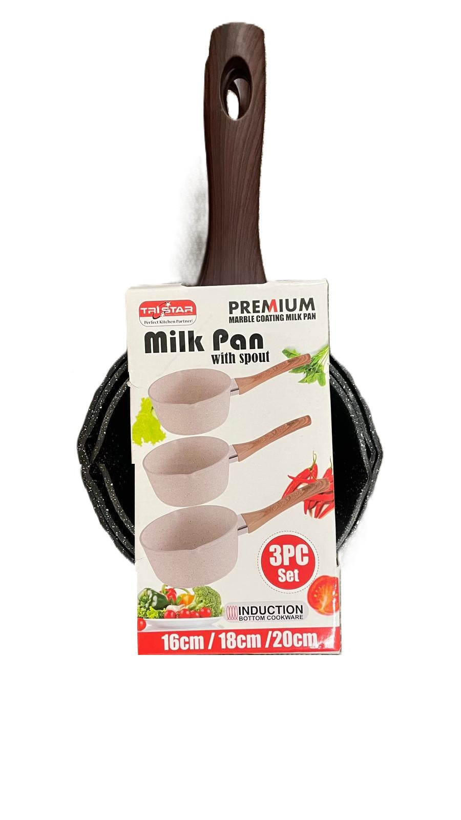 TRISTAR PREMIUM MARBLE COATING MILK PAN SET (16CM / 18CM / 20CM). TS63476 \\\KD21122