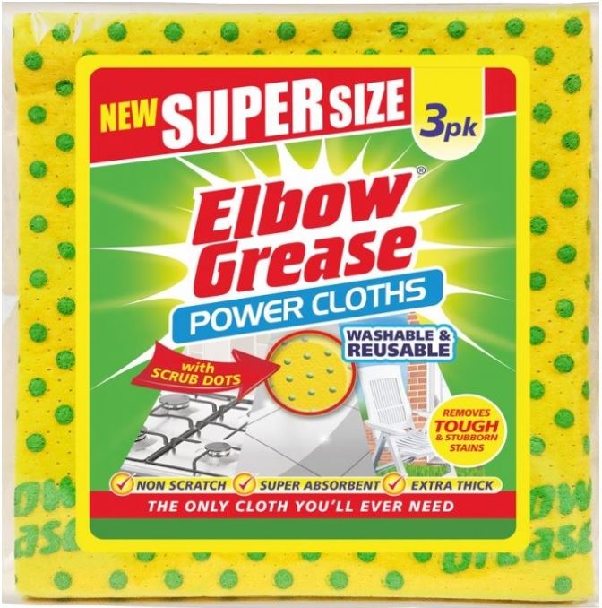 ELBOW GREASE POWER CLOTHS SUPER SIZE 3 PACK. EG32 \\\KD21216