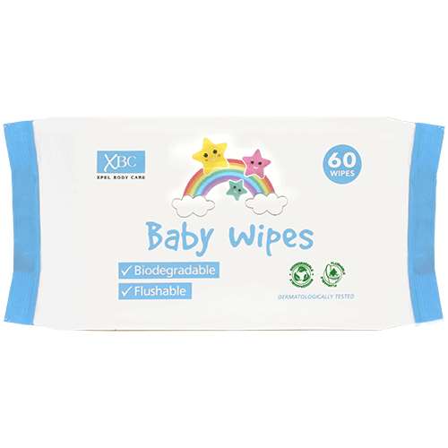 XBC BIODEGRADABLE / FLUSHABLE BABY WIPES 60/PK. XP40802 \\\KD21256