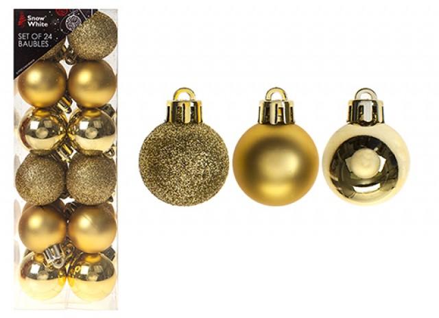 SNOWWHITE GOLD MINI BAUBLES 24/PK. PI513330G \\\KD21306
