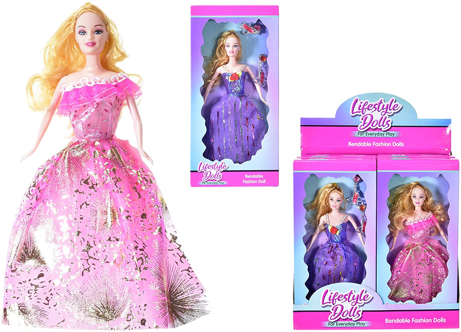 KANDYTOYS ASSORTED BENDABLE DOLL IN BALL GOWN. TY8266 \\\KD21340