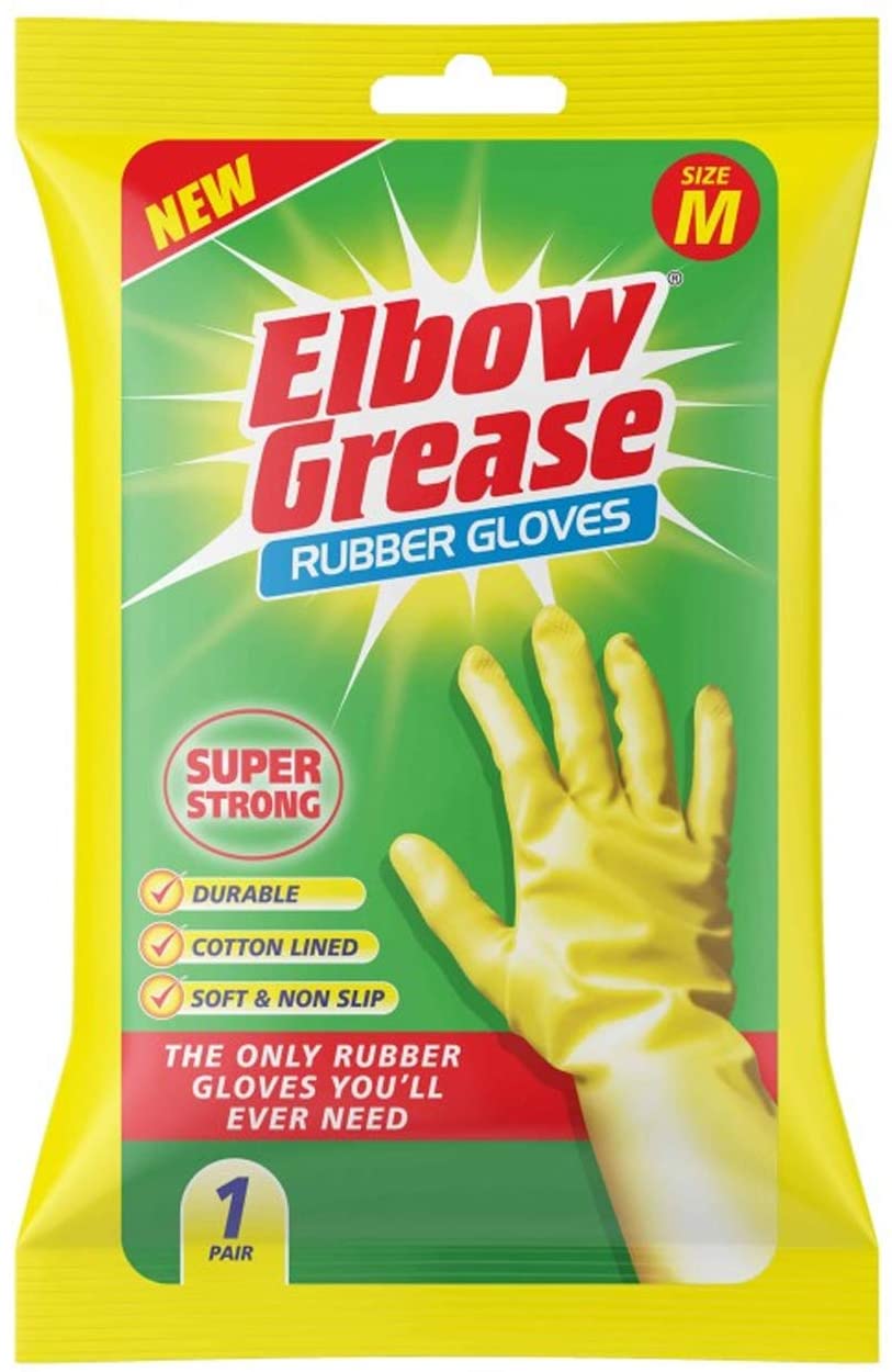 ELBOW GREASE RUBBER GLOVES MEDIUM 1 PAIR. EG25 \\\KD21394