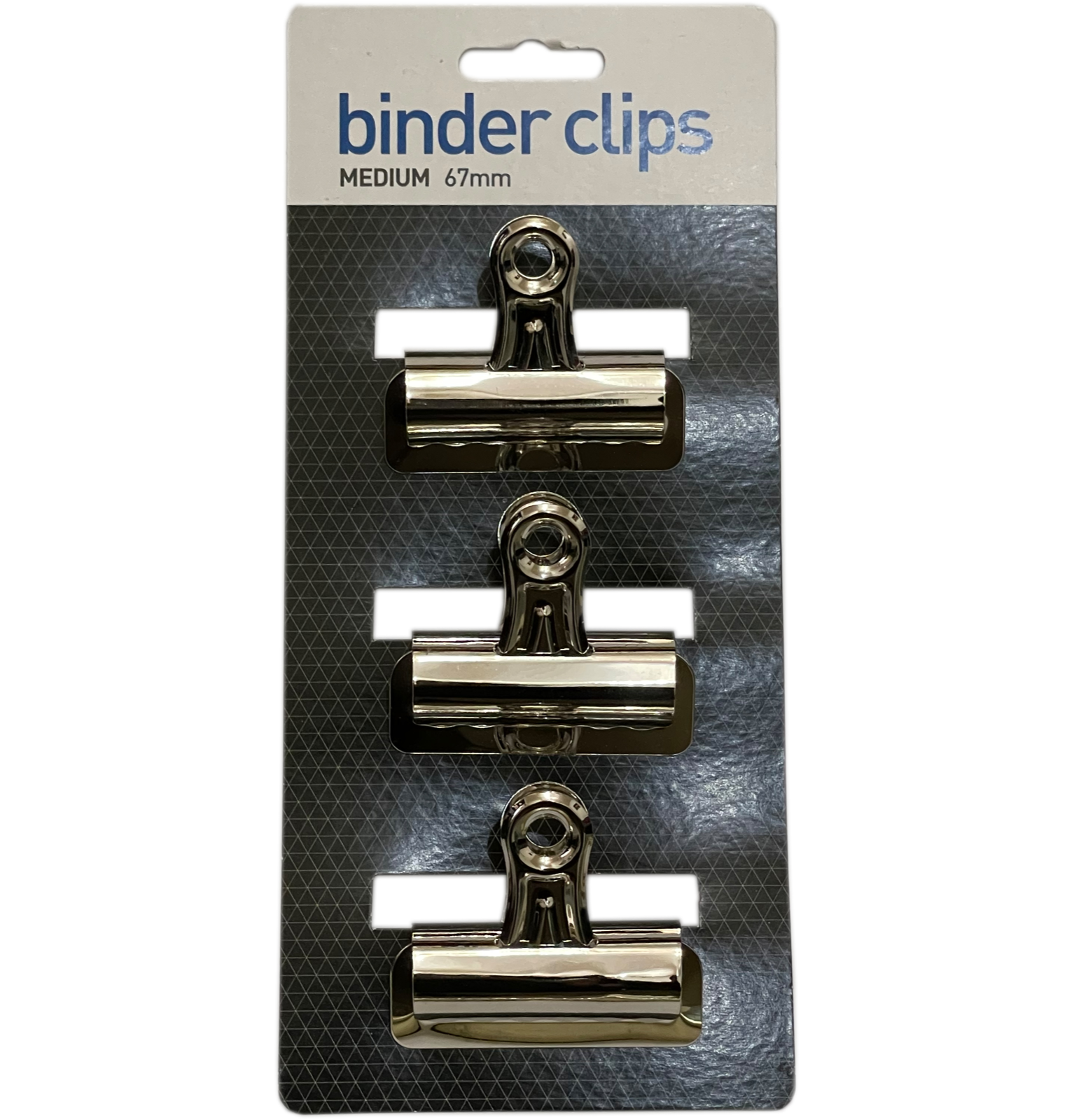 SET OF 3 METAL BINDER CLIPS - MEDIUM - 67MM. C712 \\\KD21445