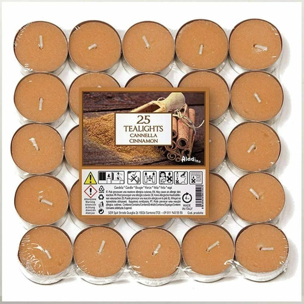 ALADINO CINNAMON TEALIGHT CANDLE 4HRS 25/PK. 021934D \\\KD21542