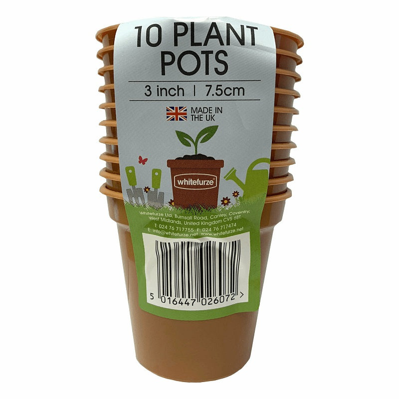 WHITEFURZE TERRACOTTA PLASTIC GARDEN PLANT POTS 7.5CM 10/PK. G042123 \\\KD21561
