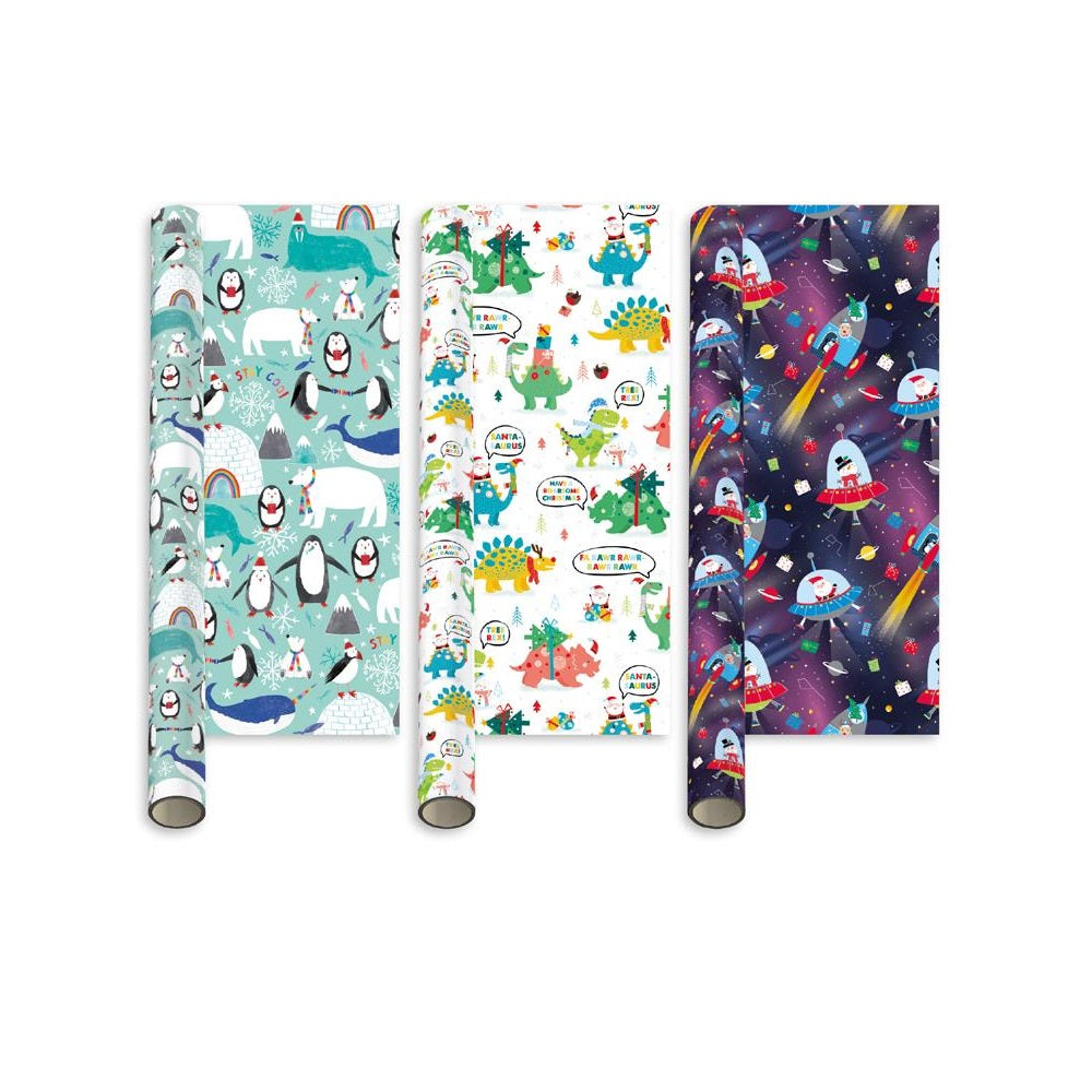 GIFTMAKER CHRISTMAS FESTIVE FUN CUTE GIFT WRAP ROLL 69CM X 5M. XALGW105 \\\KD21603