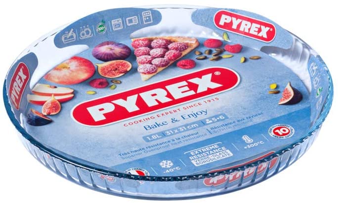 PYREX BAKE & ENJOY GLASS FLAN DISH HIGH RESISTANCE 30 CM. 814B000 \\\KD21793