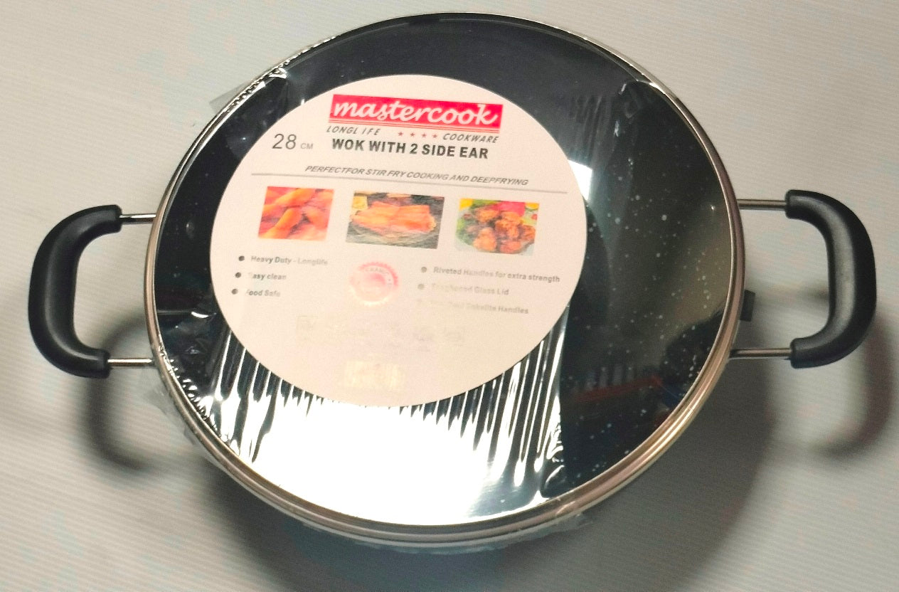 MASTERCOOK NON STICK KARAI / KADAI / WOK WITH GLASS LID 28CM. NS019 \\\KD21837