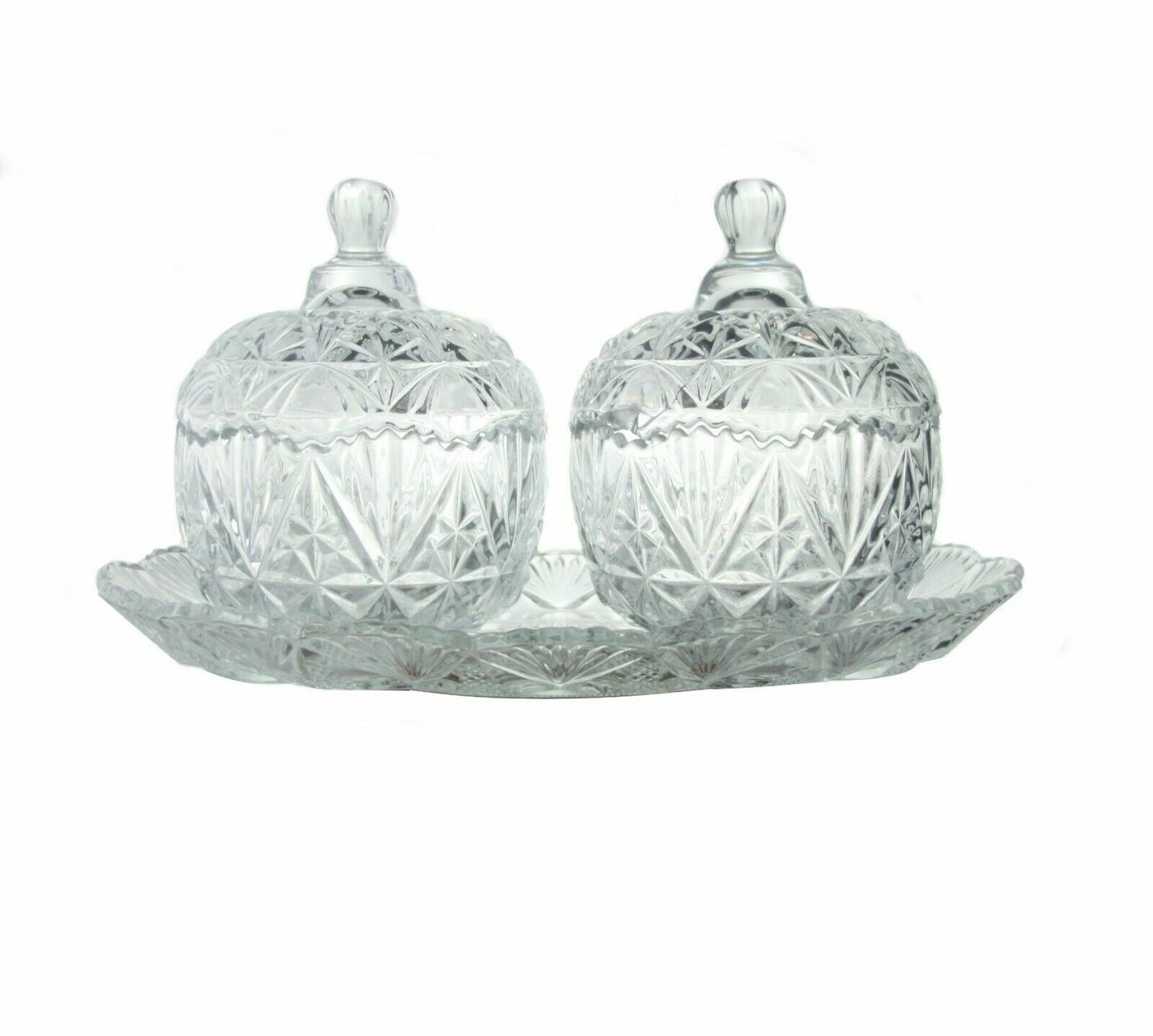 GDELI GLASSWARE GLASS CANDY JARS WITH TRAY 2/PK. GCH134 \\\KD21861