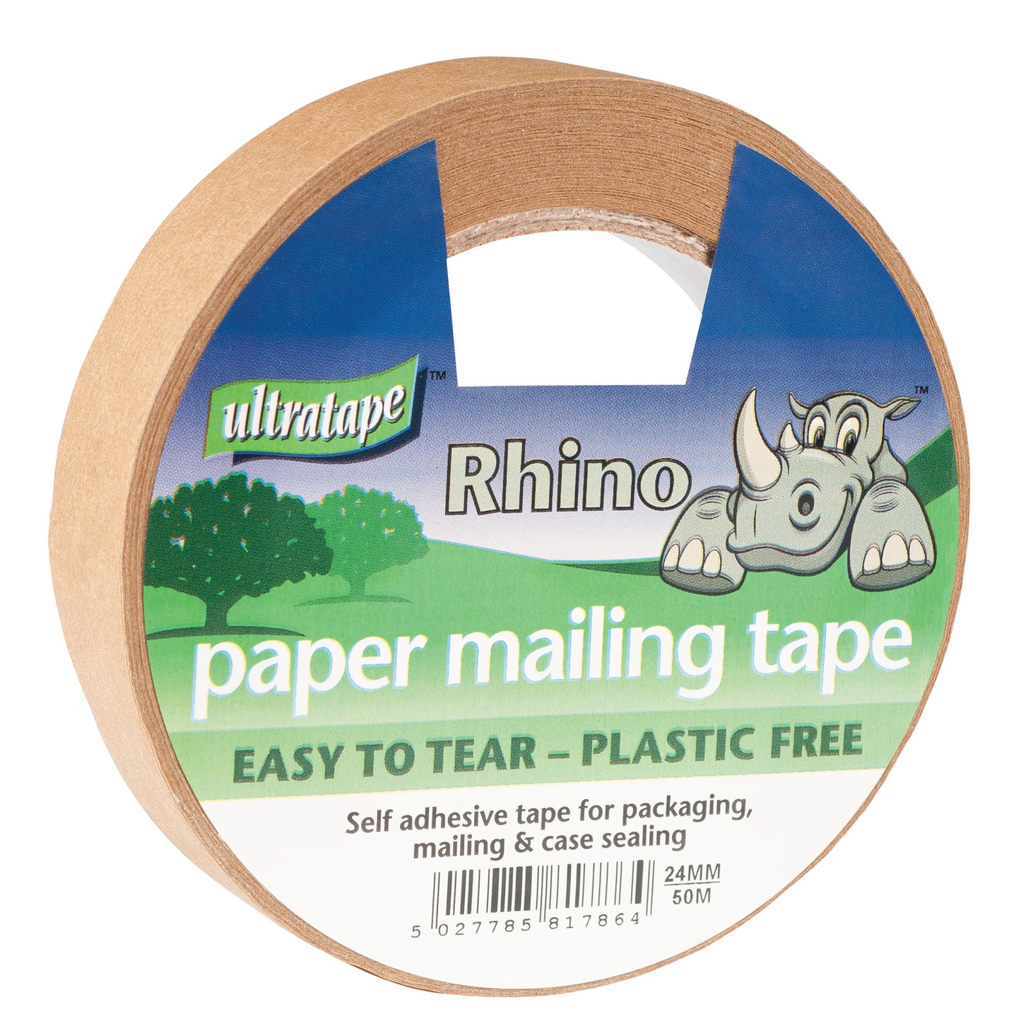 RHINO EASY TEAR KRAFT BROWN PAPER PACKAGING TAPE 24MM X 50M. PM02122450RH \\\KD21863