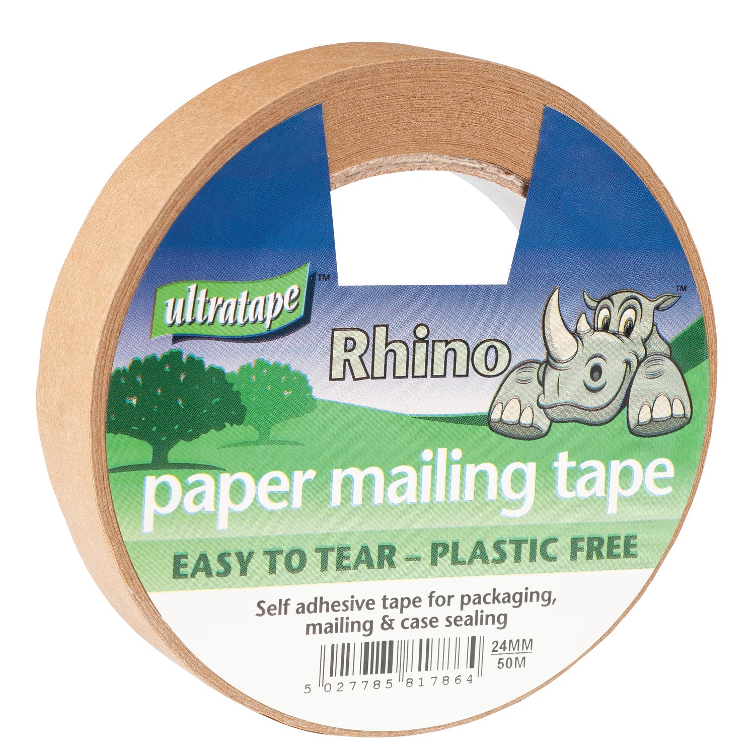 RHINO EASY TEAR KRAFT BROWN PAPER PACKAGING TAPE 24MM X 50M. PM02122450RH \\\KD21863