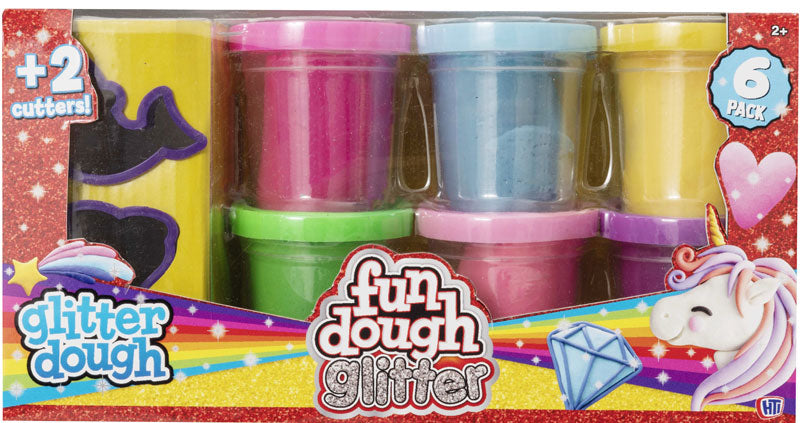 GLITTER FUN PLAY DOUGH WITH CUTTERS 6/PK. 1375476 \\\KD21870