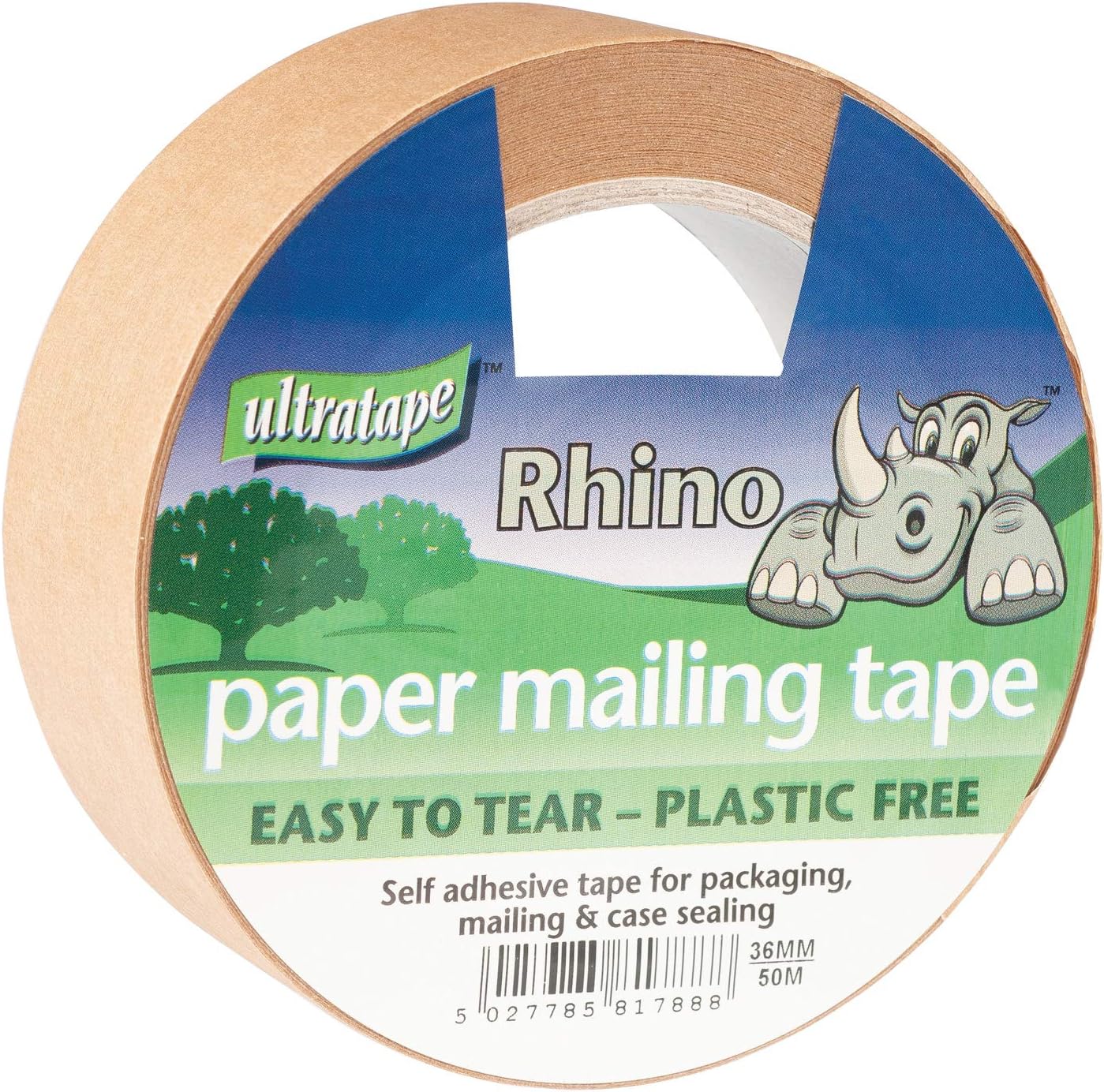 RHINO EASY TEAR KRAFT BROWN PAPER PACKAGING TAPE 36MM X 50M. PM02123650RH \\\KD21876