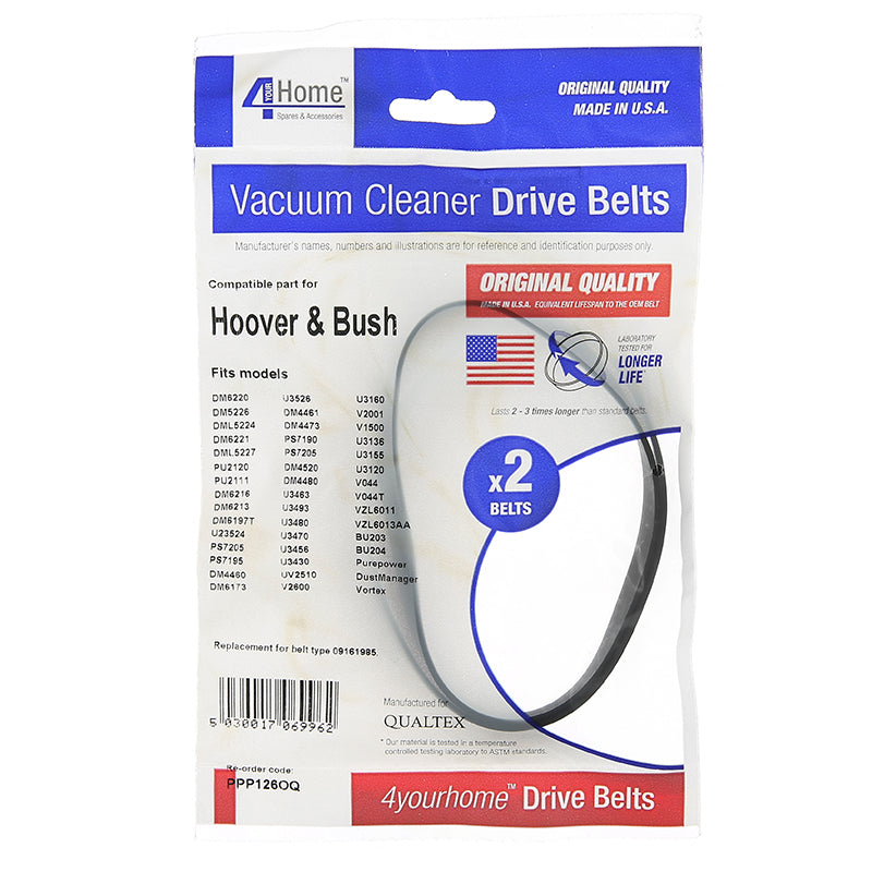 4 YOUR HOME VAC REP. VACCUM CLEANER DRIVER BELTS 1912508800 & 1912737200 2/PK. QUAPPP148OQ \\\KD21893