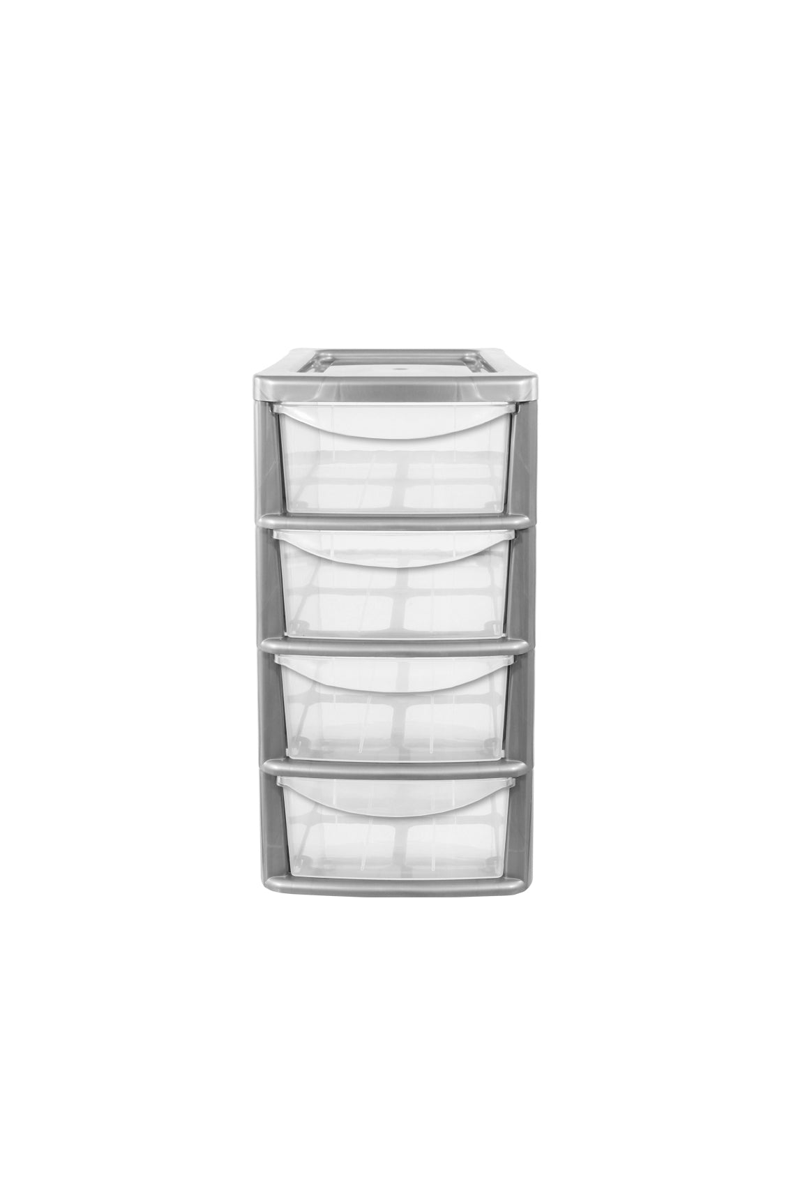 PLASTIC SMALL A5 4 DRAWER TOWER STORAGE UNIT - SILVER. 05081000129 \\\KD21953