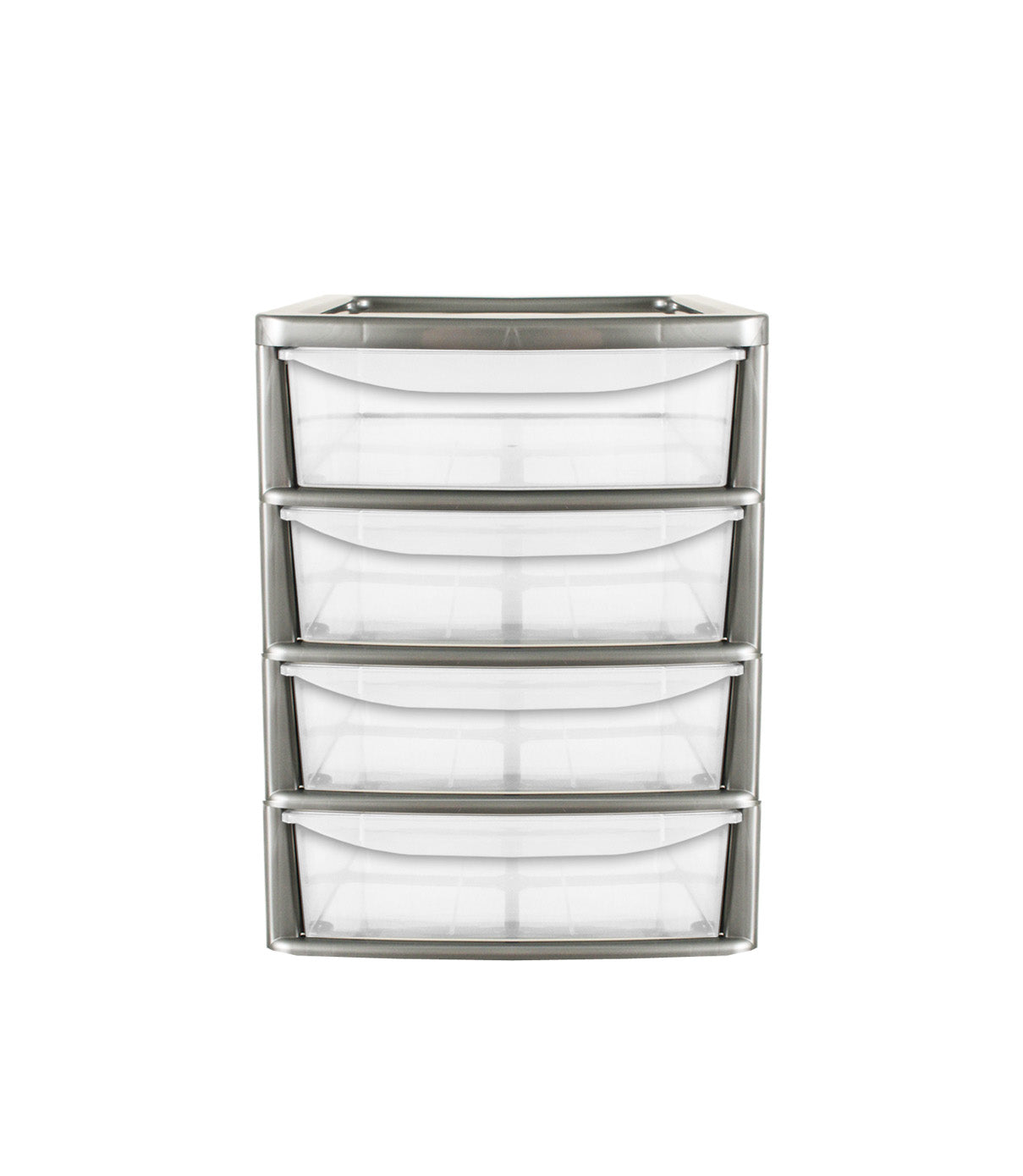 PLASTIC SLIM A4 4 DRAWER TOWER STORAGE UNIT - SILVER. 05083100129 \\\KD21954