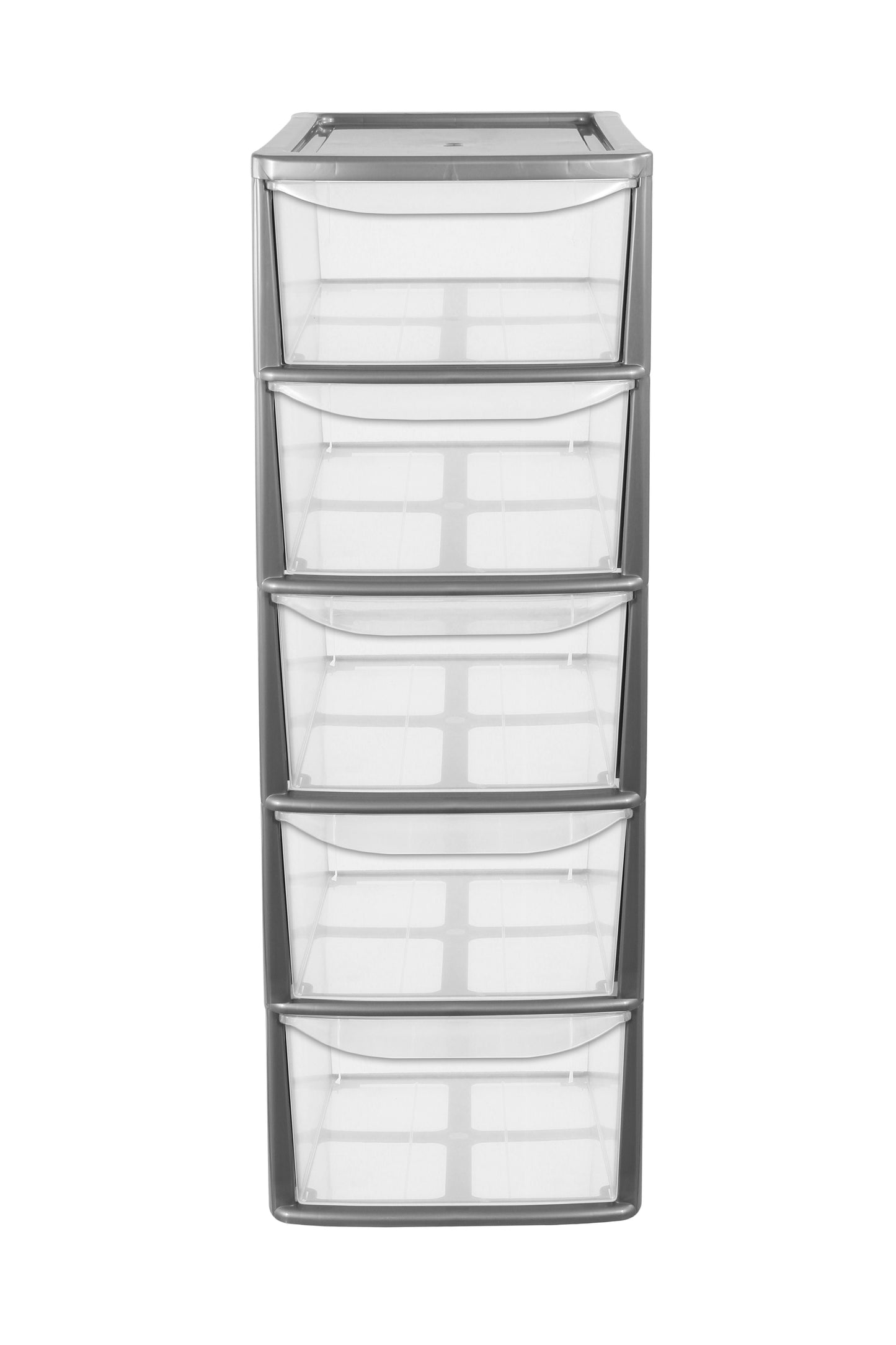 PLASTIC LARGE A4 5 DRAWER TOWER STORAGE UNIT - SILVER. 05082500129 \\\KD21957
