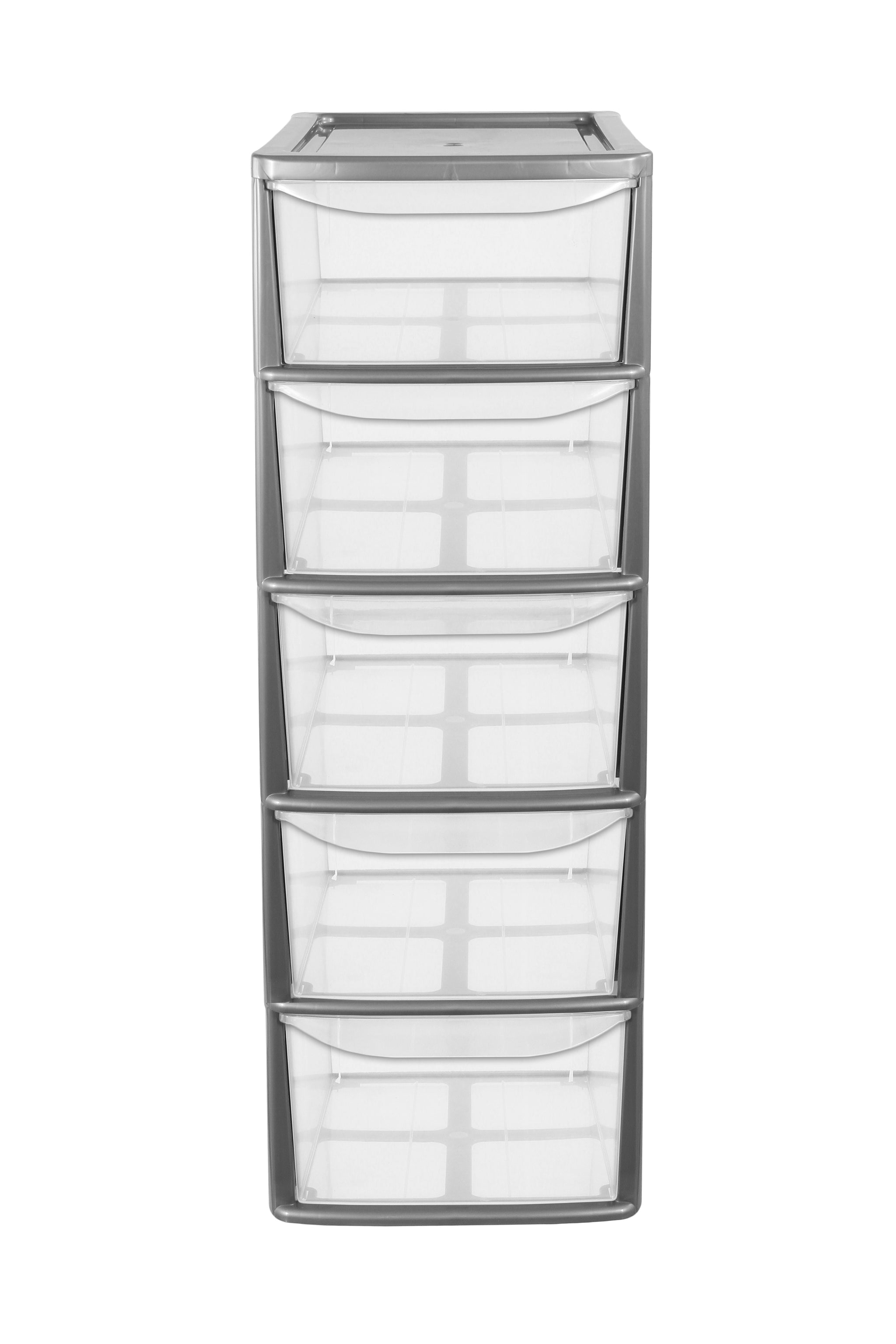 PLASTIC LARGE A4 5 DRAWER TOWER STORAGE UNIT - SILVER. 05082500129 \\\KD21957
