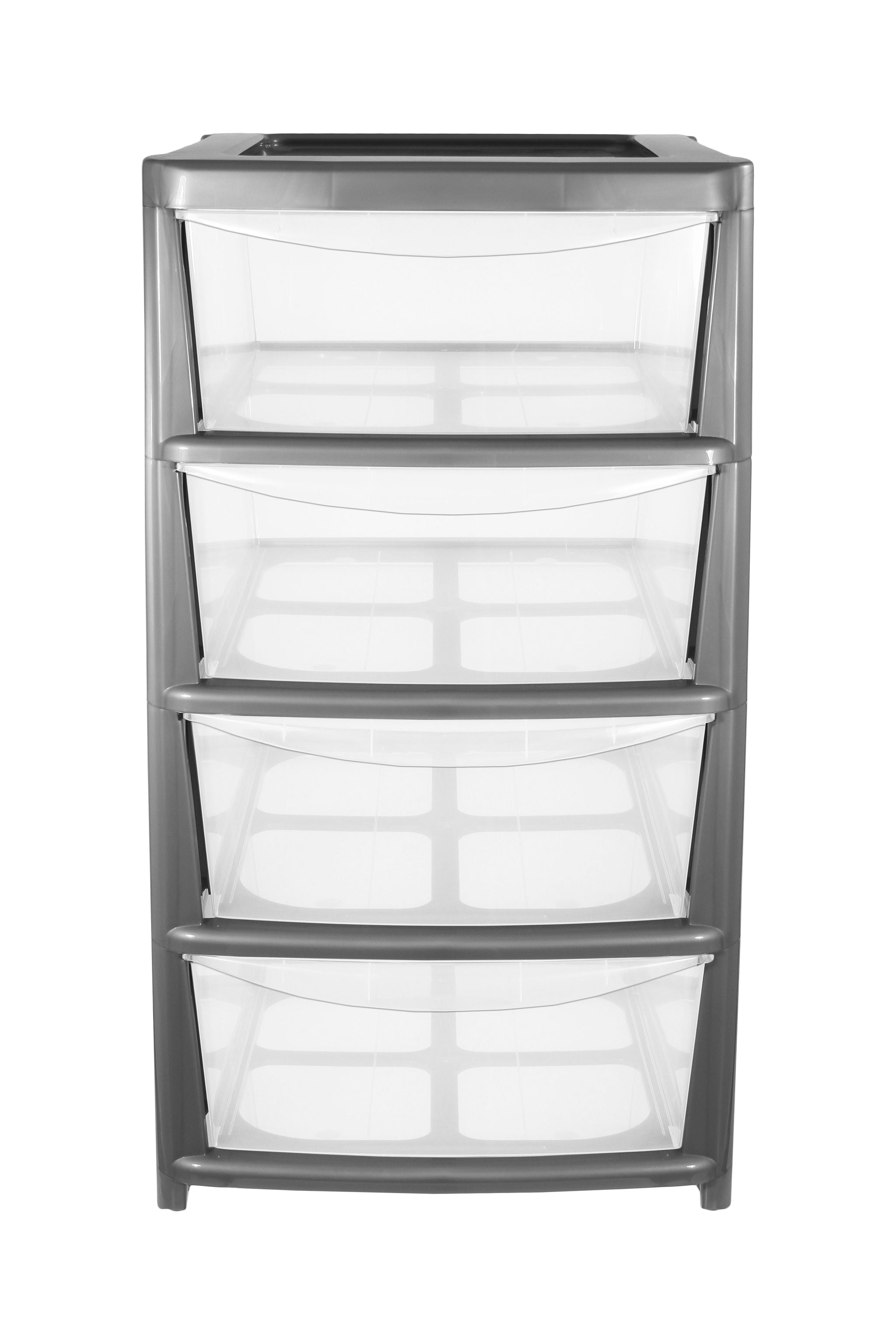 PLASTIC LARGE 4 DRAWER MOBILE TOWER STORAGE UNIT - SILVER. 05084000129 \\\KD21961