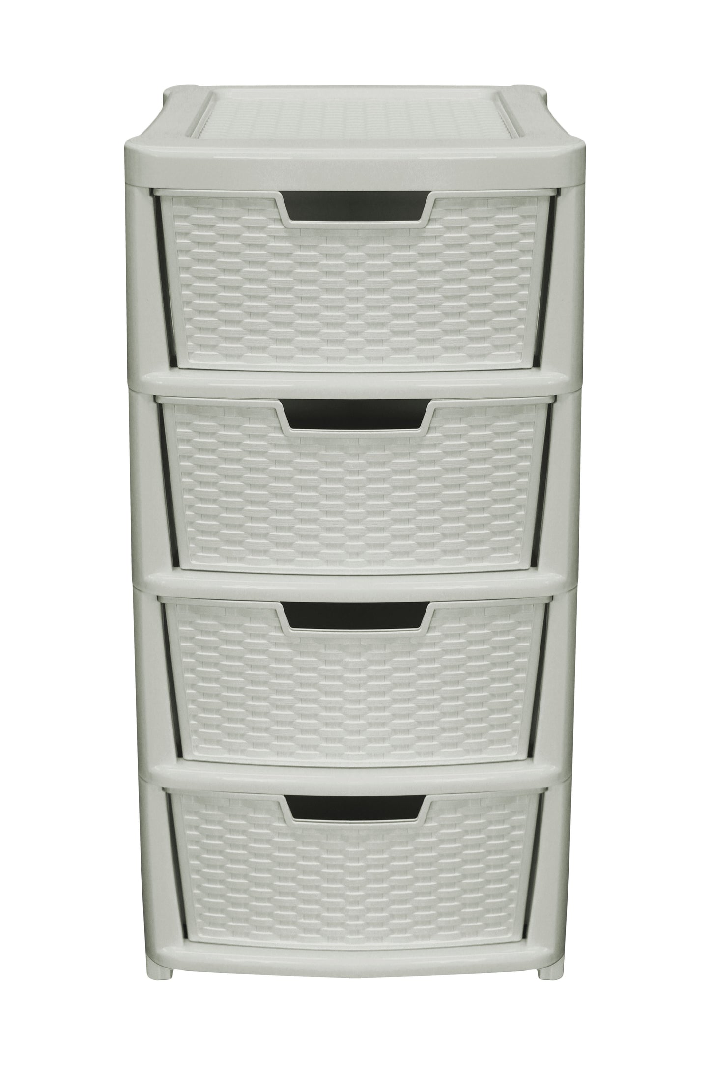 RATTAN PLASTIC LARGE 4 DRAWER MOBILE TOWER STORAGE UNIT - MUSHROOM. 05114200174 \\\KD21963