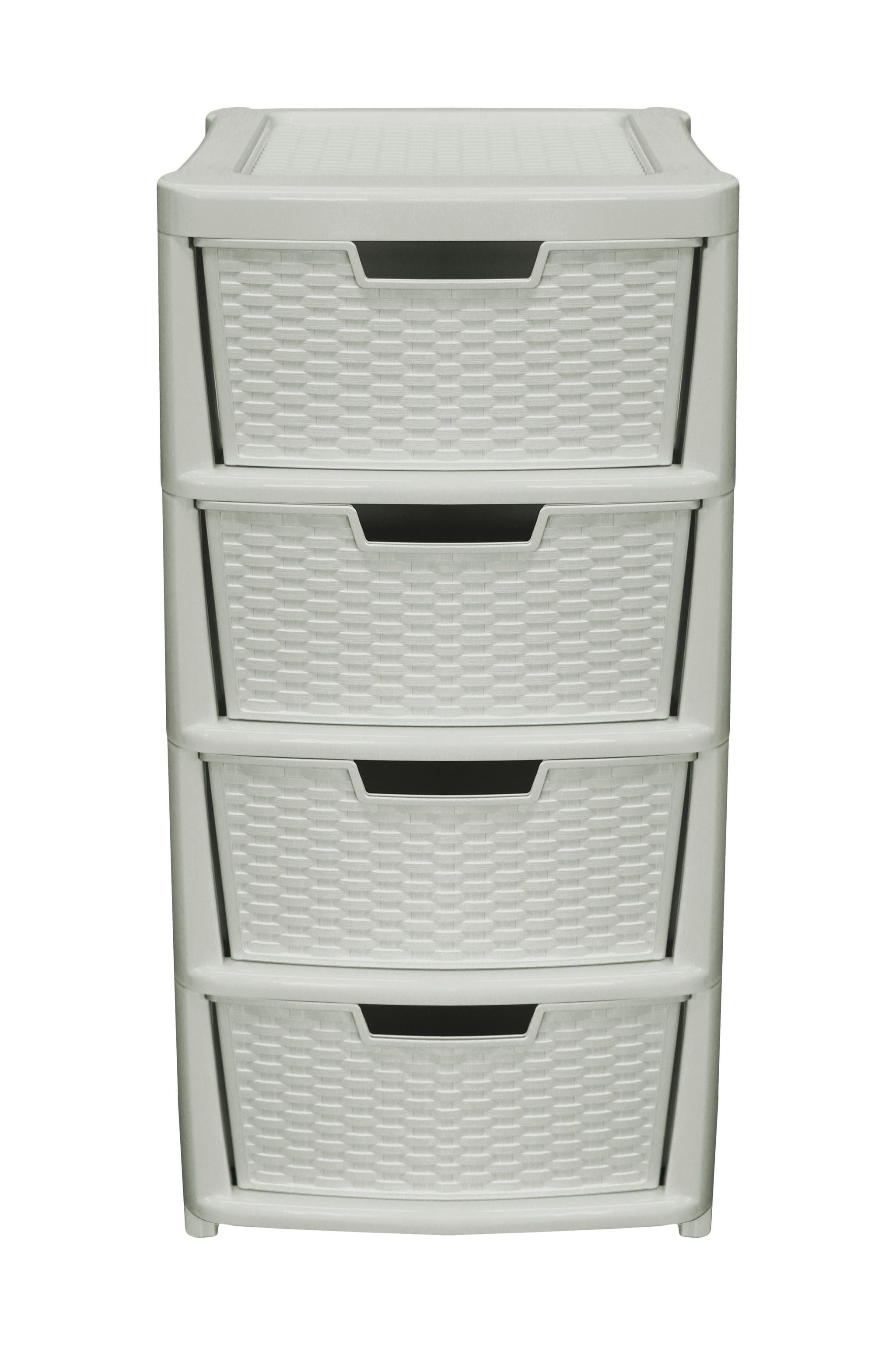 RATTAN PLASTIC LARGE 4 DRAWER MOBILE TOWER STORAGE UNIT - MUSHROOM. 05114200174 \\\KD21963
