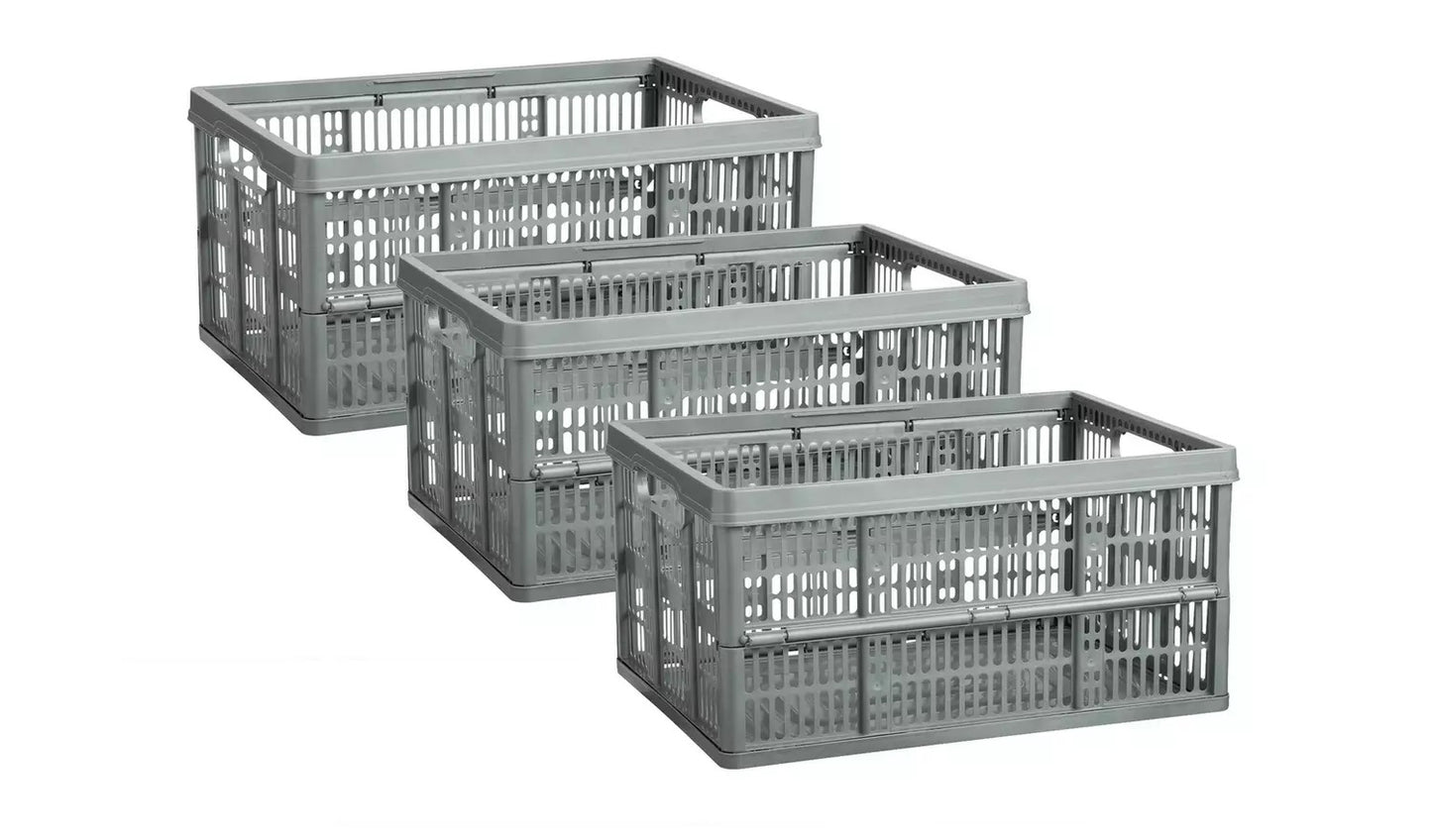 PLASTIC STORAGE FOLDING / COLLAPSIBLE CRATES 32L - GREY. 05110200129 \\\KD21966