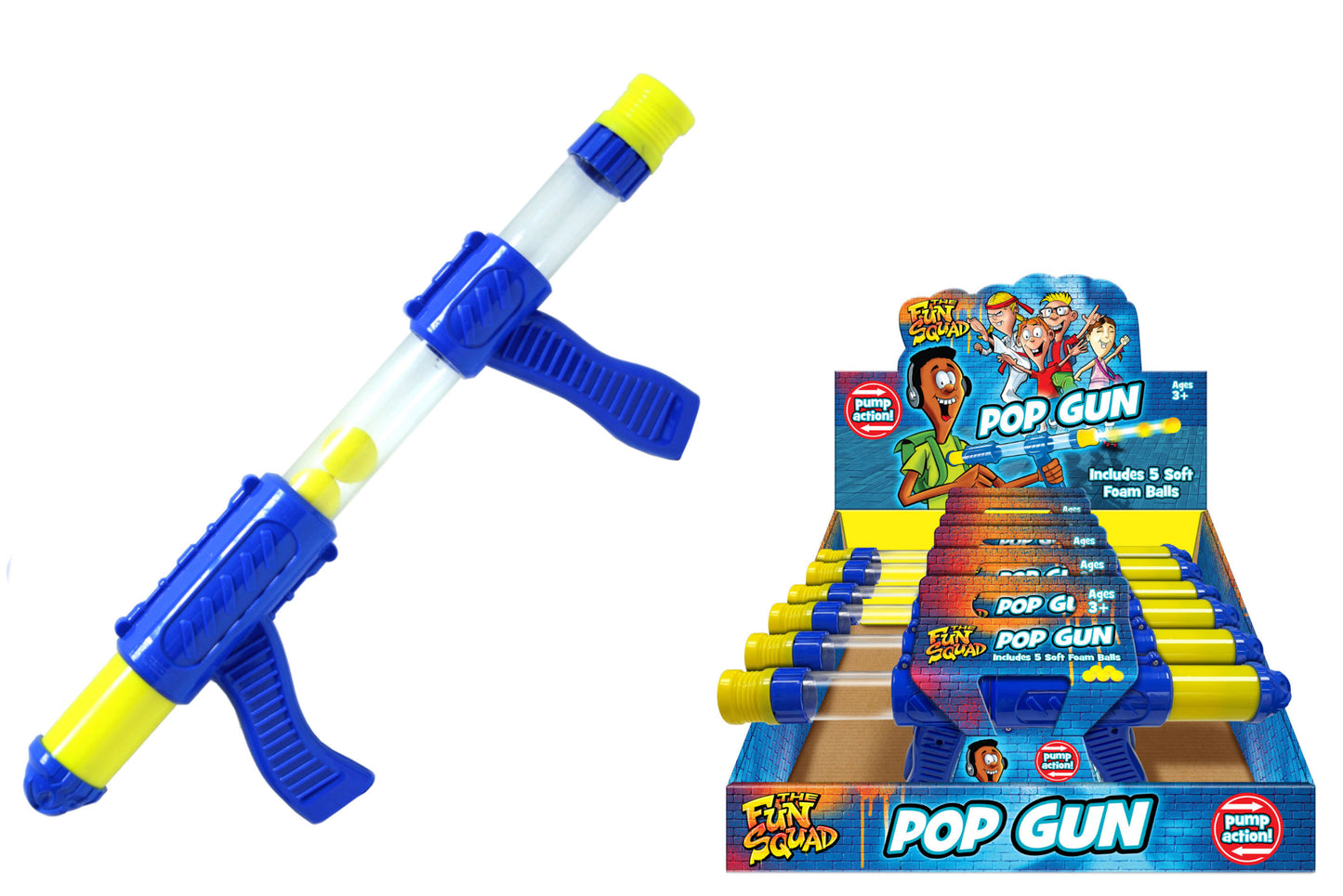 THE FUN SQUAD POP GUN WITH 5 FOAM BALLS. TY0201 \\\KD21973
